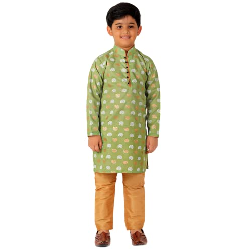 Image of Pro-Ethic Style Developer Kurta Pajama For Kids Boys | Cotton | Floral Print | Ethnic Wear (S-204)