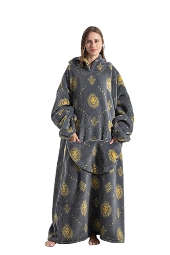 Capecage Blanket Hoodie, Long Hooded Blanket Sweatshirt as Birthday Gifts for Women Men, Long Wearable Blanket for Women Men.