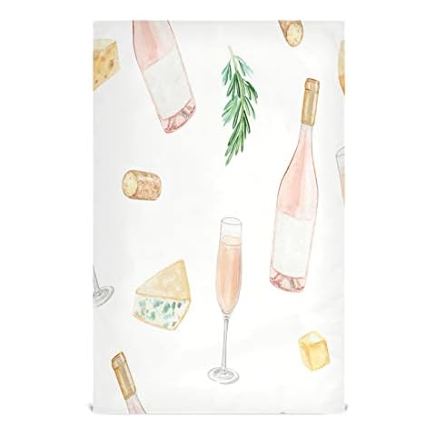 Moyyo Watercolor Wine Bottle Tea Towel 1 Pack Soft and Absorbent Kitchen Towel with Hanging Loop Polyester Large Hand Towel Dishcloth Bar Towel Cleaning Cloth for Dishes Glasses Countertops Cover