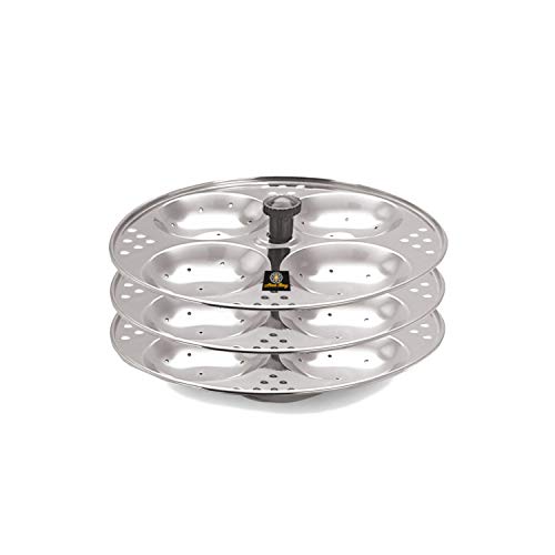 Eleven Rings 3 Plates Stainless Steel Idli Stand for 5 Litre Cooker/Idli Maker Makes 12 Medium Size Idlis at Once