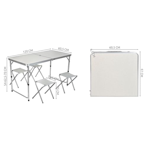 Ensemble de camping complet avec table pliante réglable et 4 tabourets compacts intégrés - 4
