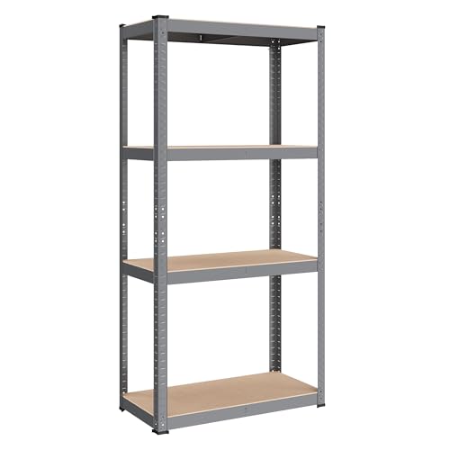 SONGMICS Étagère de Rangement à 4 Niveaux, 40 x 80 x 160 cm, Capacité 520 kg, Planches Réglables, Style Industriel, pour Cuisine, Salon, Gris GLR044G01