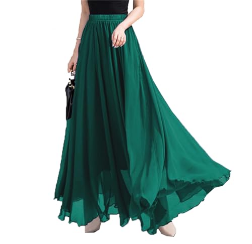 Women’s Elastic Waist Chiffon Maxi Skirt Flowy Full Length Beach Skirt