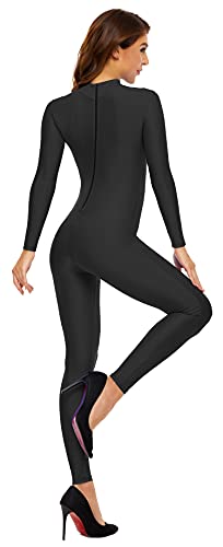 Image of Kepblom Womens Turtleneck Long Sleeve Dance Unitard One Piece Full Bodysuit Costumes