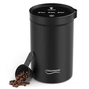 SOUL HAND Vacuum Coffee Canister, Airtight Sealed Coffee Canister Automatic Vacuum Stainless Steel Coffee Containers, Coffee Bean Storage Container for Coffee/Food Storage 1.6 L