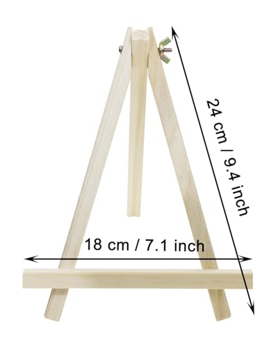 Shapenty Small Wood Painting Tripod Easel Stands Wooden Canvas Boards Pictures Place Card Holders for Tabletop Display Art Crafts Sign Photos Birthday Christmas Party Favors, 4PCS (9.4Inch)