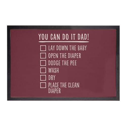 Paillasson Rouge Fabulous You Can Do It Dad Diaper Instruction 75x50cm - 2