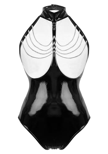 Justaucorps en cuir verni pour soirée | Tenue audacieuse FEOYA taille M