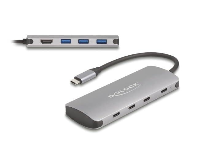 Hub USB 3.2 Gen 2 DeLOCK 64323 Gris 10 Gbps Type-C