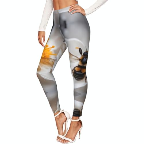 WCXTHGFA Bee On - Leggings con estampado de panal para mujer, pantalones de entrenamiento de tacto suave, para gimnasio, senderismo, uso diario, Negro, M