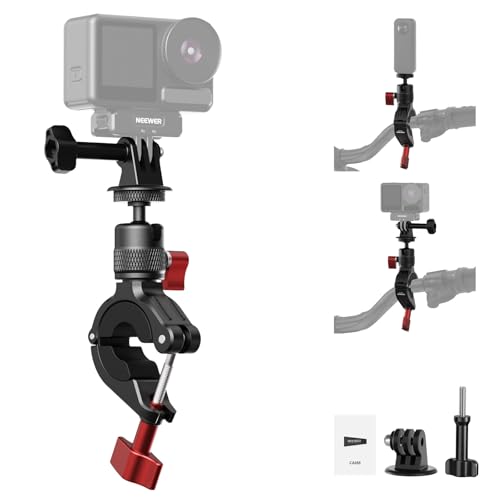 NEEWER Soporte Manillar Motocicleta Mount Compatible con GoPro dji Osmo Action Cameras, Soporte Abrazadera Manillar Handle Bar Pole Clamp Holder con 360° Rotación para POV Grabación Video, CA165
