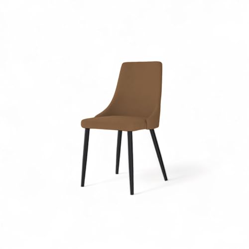 Image of Finch Fox Taskpro Modern Unique Velvet Upholstered Seating Living Room Dining Chair with Black Metal Legs in Tan Color