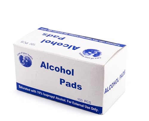 Craft & Care Alcohol Pads 100 Unidades Individuales | Toallitas con Alcohol Isopropílico 70% | Limpieza de Piel para Sensores de Glucosa, Parches Adhesivos y Cuidado Diario | 6 x 3 cm