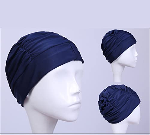 Fabric Swimming Cap Pleated Swimming Hat Women Swim Cap for Long Hair Elastic Turban Cancer Headwear Bathing Shower Cap for Swim Pool Beach Spa Travel Holiday - Image 2