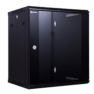 RackPath 12U Performance Wall Mount Server Cabinet Network Rack Enclosure, Quiet Cooling Fan, Locking Glass Door, Black