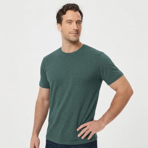 Image of Mens T-Shirts Crew Neck Shirts Athletic Fitted Plain Basic Tees Soft Cotton Blend Comfort T Shirts for Men