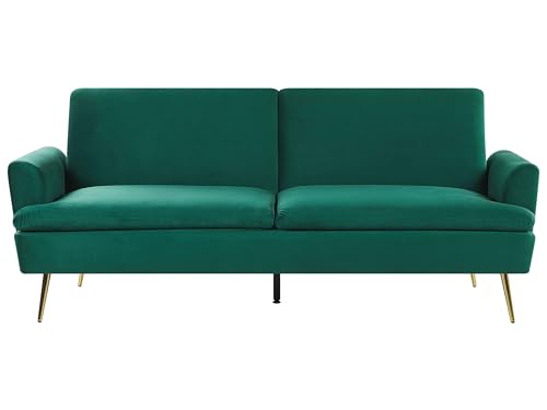 Beliani Moderner 3-Sitzer Sofa Samtstoff dunkelgrün Vettre