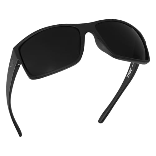 TOROE Super Dark Polarized Sunglasses UV400 Category 4 Lenses for Light Sensitivity (MOJAVE | Black Emblem | C4)