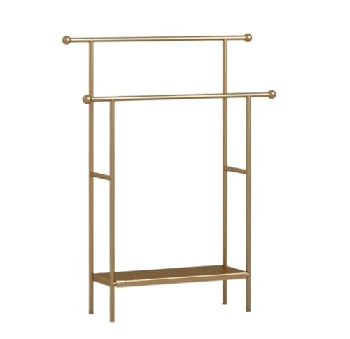 BQQQ Estante de baño, toallero de pie de 2 Niveles con Estante de Almacenamiento, toallero de Hierro para baño, lavadero, toallero Independiente (Dorado)