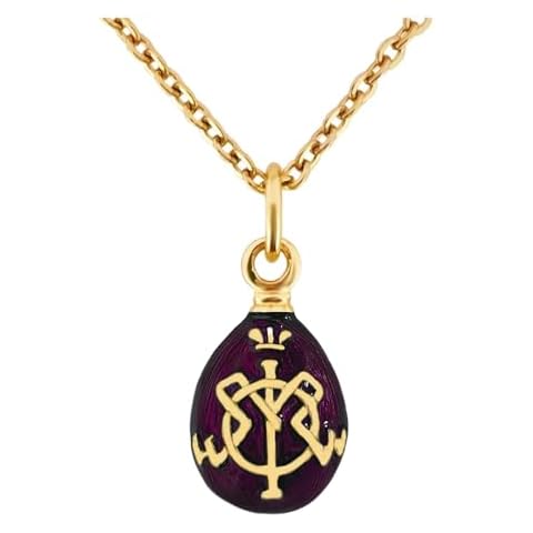 EGGLEGANT Enamel Pendant Necklace, Handmade Vintage Style (Purple) Cover