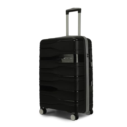 Image of Move-Meant TRAVELFY Large Check-in 75Cm Suitcase 8 Wheels Number Lock Polypropylene Black Trolley Bag for Men & Women | 360 Degree Wheeling System Luggage | Trolley Bags for Travel
