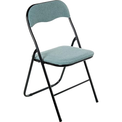 DRW Silla Plegable de Metal y Tela en Negro y Verde 44x47x80 cm