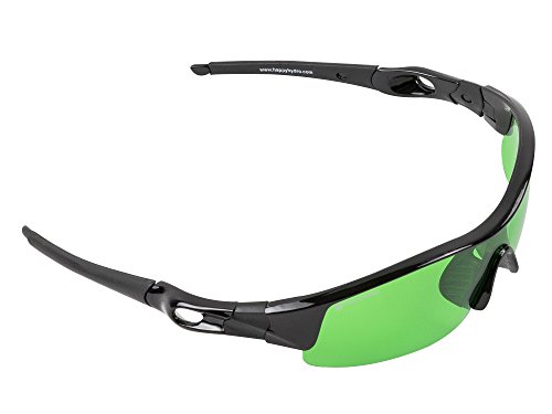 Happy Hydro LED Grow Room Glasses - Green Lens for Protection from LED Lighting - UV Blocking Wrap Around Design