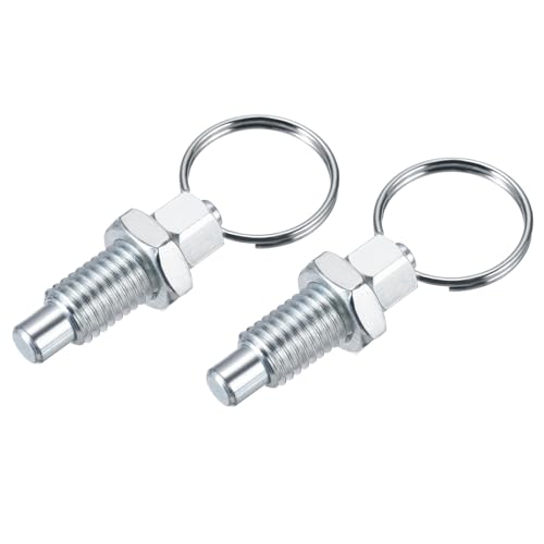 PATIKIL 2 Pcs Perno Con Anillo De Tracción M12x1.75 Acero Al Carbono Perno Indexable Retráctil Con Resorte Pernos Manuales Para Moldes Gabinetes Equipos
