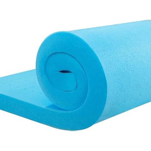Subrtex 4 Inch Memory Foam Mattress Topper Mattress Pad Gel Infused Bed Foam Topper for Pressure Relieving, CertiPUR-US Certified, King, Blue Cover
