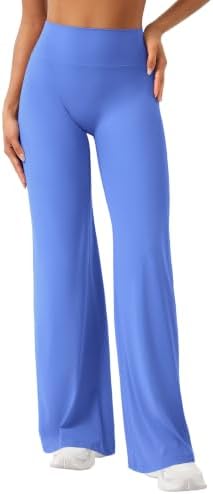 ZAAYO Nahtlose Straight Leggings Damen Flared Legging Yoga Hosen Gym Pant | Hohe Taille, Booty Lifting, Wide Leg, Butterweich, Schlaghose, Sport, Yoga Legging-Regular/Lang/Extra La