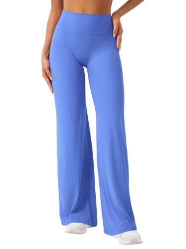 ZAAYO Nahtlose Straight Leggings Damen Hohe Taille Flared Leggings Yoga Hosen Sport Yoga Legging Damen Gym Yoga Pants Schlaghose-Regular/Lang/Extra Lang