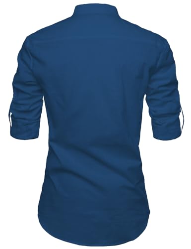 Image of Vida Loca Full Sleeve Mandarin Collor Cotton Casual Slim Fit Shirt for Men's