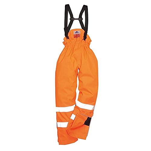 Portwest Bizflame Rain Lined Hi-Vis Antistatic FR Trouser, Size: XXXL, Colour: Orange, S781ORRXXXL