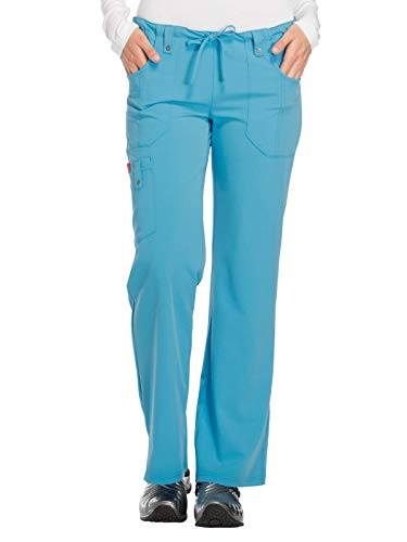 Dickies Xtreme Stretch 82011 Women's Mid-Rise Drawstring Cargo Pant, True Blue, Large Petite