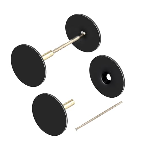 2 Set Door Hole Cover Plate, Door Knob Handle Hole Filler Plate,Metal Matte Connecting Screws Deadbolt Cover Plate for Home Exterior Interior Doors Round (Black)