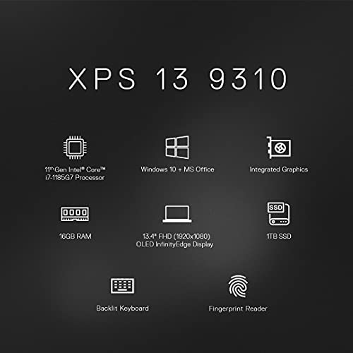 Image of Dell XPS 9310 13.4 inches OLED Display 3.5K Touch Laptop (Intel i7-1185G7 / 16GB / 1TB SSD /Integrated Graphics /Windows 10 + MSO /Backlit KB + FPR /Silver) D560048WIN9S (XPS 13 9310), 1.2kg