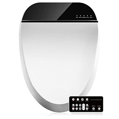 Combier CMA102S-B Electric Bidet Smart Toilet Seat,Endless Warm Water, Rear and Front Wash, LED Light, Quiet Operation, Wireless Remote, Black (Elongated)