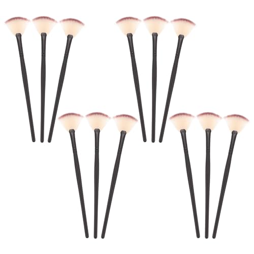Artibetter 12pcs Fan Shaped Makeup Brushes Set Mini Dark Facial Mask Applicator Tools for Skin Treatment and Beauty Salon Use