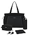 Kapten & Son Shopper Hellvi Diaper Set All BLack 25 L | Shopper Wickeltasche mit Kinderwagen- und Kofferbefestigung | inklusive Kulturtasche, Wickelunterlage & isolierter Flaschenhalter