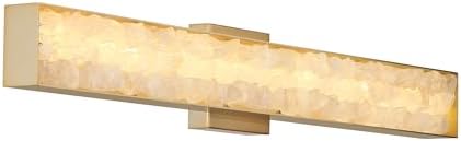 Minka Lavery 3883-776-L Divinely Acrylic Quartz Crystalline Rectangular LED Wall Sconce, 1-Light 36 Watt, 5" H x 32" W, Celeste Brass