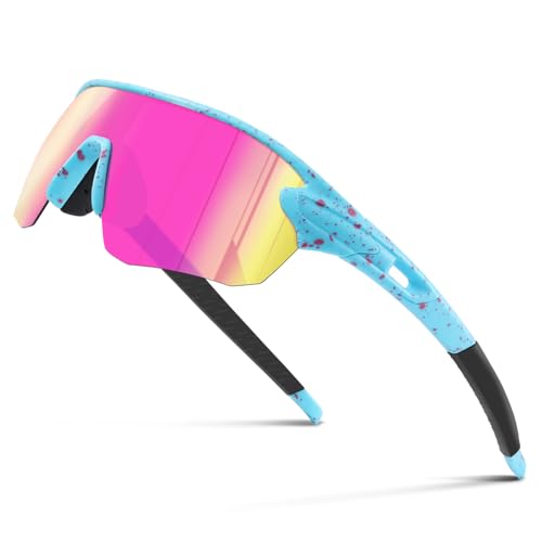 Gafas deportivas de bicicleta para hombre y mujer, polarizadas, gafas de sol para hombre, mujer, protección UV400, gafas rápidas, color azul y rosa