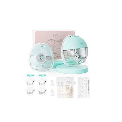 Image of NCVI Wearable Breast Pump Hands Free, Portable Electric Breastfeeding Pump with 1400mAh Battery, Quiet Operation, Smart LED Display, 4 Modes & 9 Levels, 19 /21 /24mm Flanges, 2 Pack