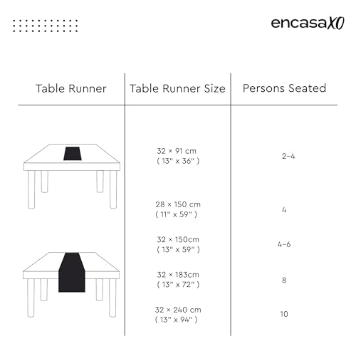 Image of Encasa XO Dining Table Runner for 4 to 6 Seater | 32x91 cm | Grey | Chenille Fabric | Machine Washable