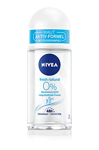 NIVEA Fresh Natural Deo Roll-On (50ml), Deo ohne Aluminium (ACH) mit Meeresextrakten und kühlender Formel, Deodorant mit 48h Schutz und sanfter Pflege