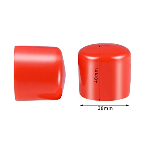 Screw Thread Protectors, PVC Rubber Round Tube Bolt Cap Plastic End Cap Cover Thread Protectors Red, Inner Dia 38mm, 50 Pcs - Image 2