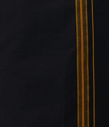 Image of PRAKASAM COTTON Mens Black Colour Fancy Border Welcro pocket Dhoti (HIMFAN-BLACK)