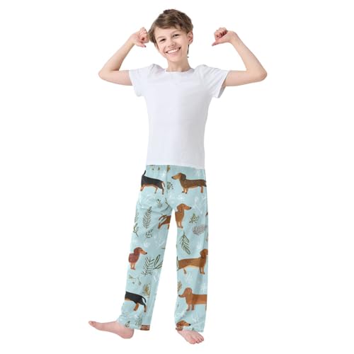 ZZXXB Dachshund and Trees Boys Long Pants Soft Trousers Elastic Waist Kids Lounge Bottoms with Pockets S-XL3