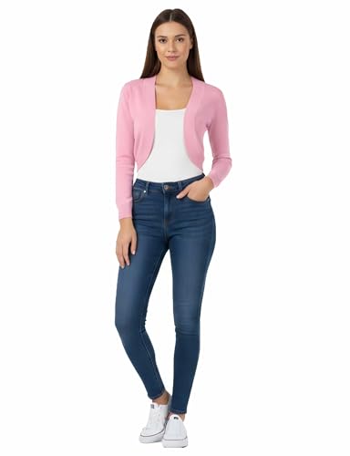 Image of Allsense Women's 3 /4 Sleeve Bolero Shrug for Dresses | Open Front Cropped Cardigan, Lightweight Knit Dress Cover Up