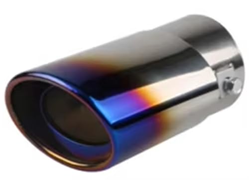 Tuyau d'échappement universel ajustable voiture embout inox bleu entrée 2.5 sortie 3 pouces