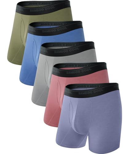 BAMBOO COOL Men's Underwear Boxer Briefs Ultra Breathable Stretch No Riding Up with Fly Multipack